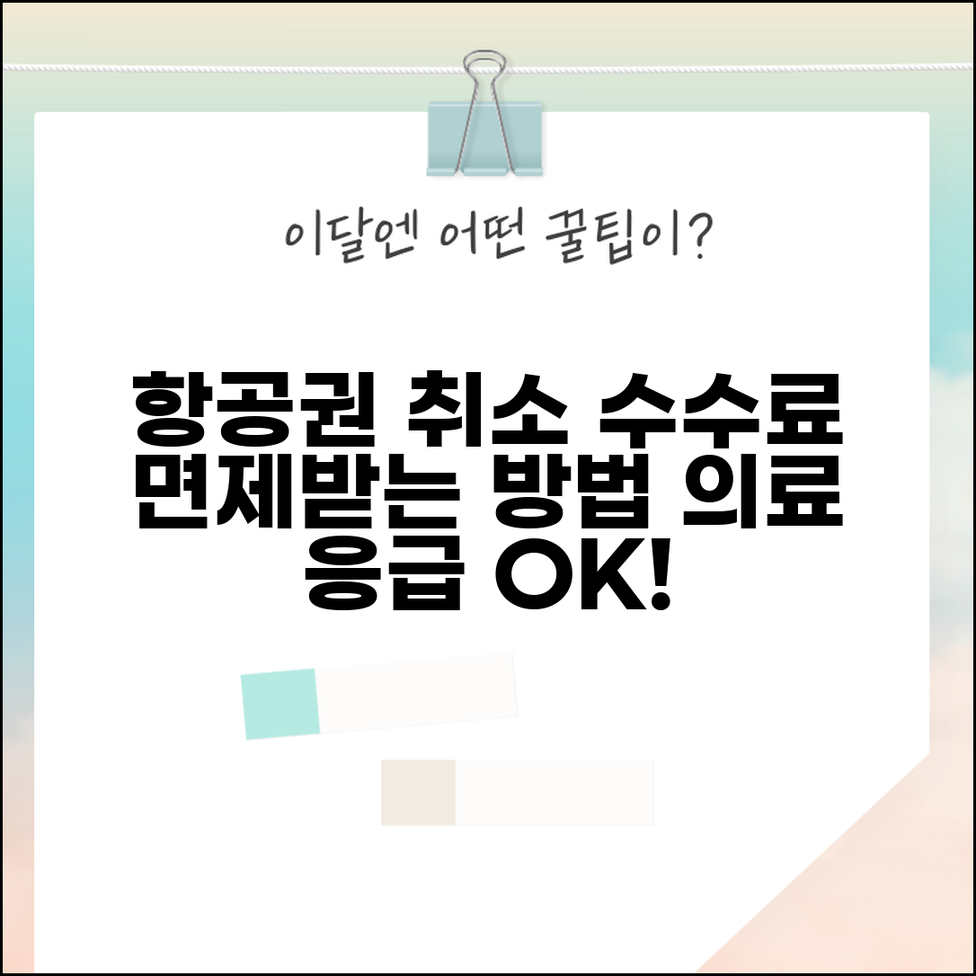 취소 수수료 항공권 면제 조건 | 의료 응급상황 등 항공편 취소 수수료 면제받는 방법