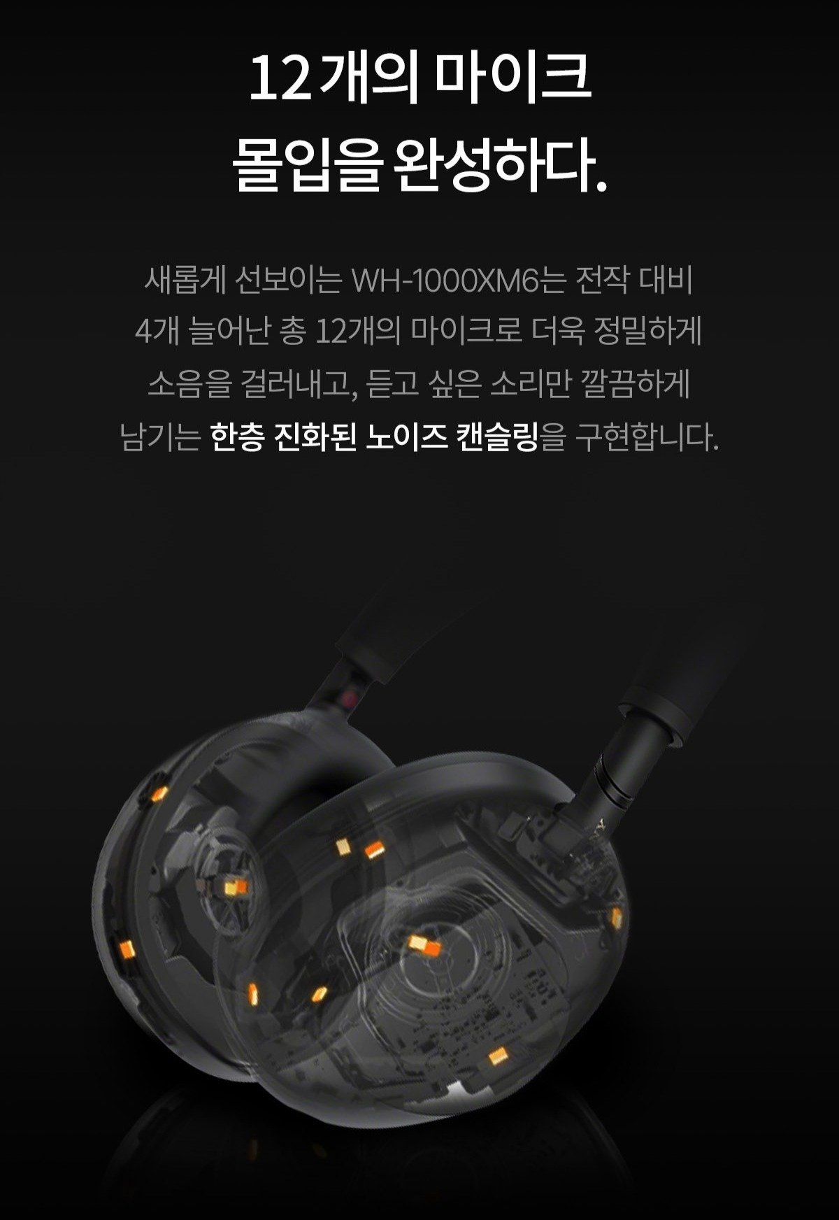 소니 노이즈캔슬링 블루투스 헤드폰, 미드나잇 블루, WH-1000XM6 상세 이미지 2