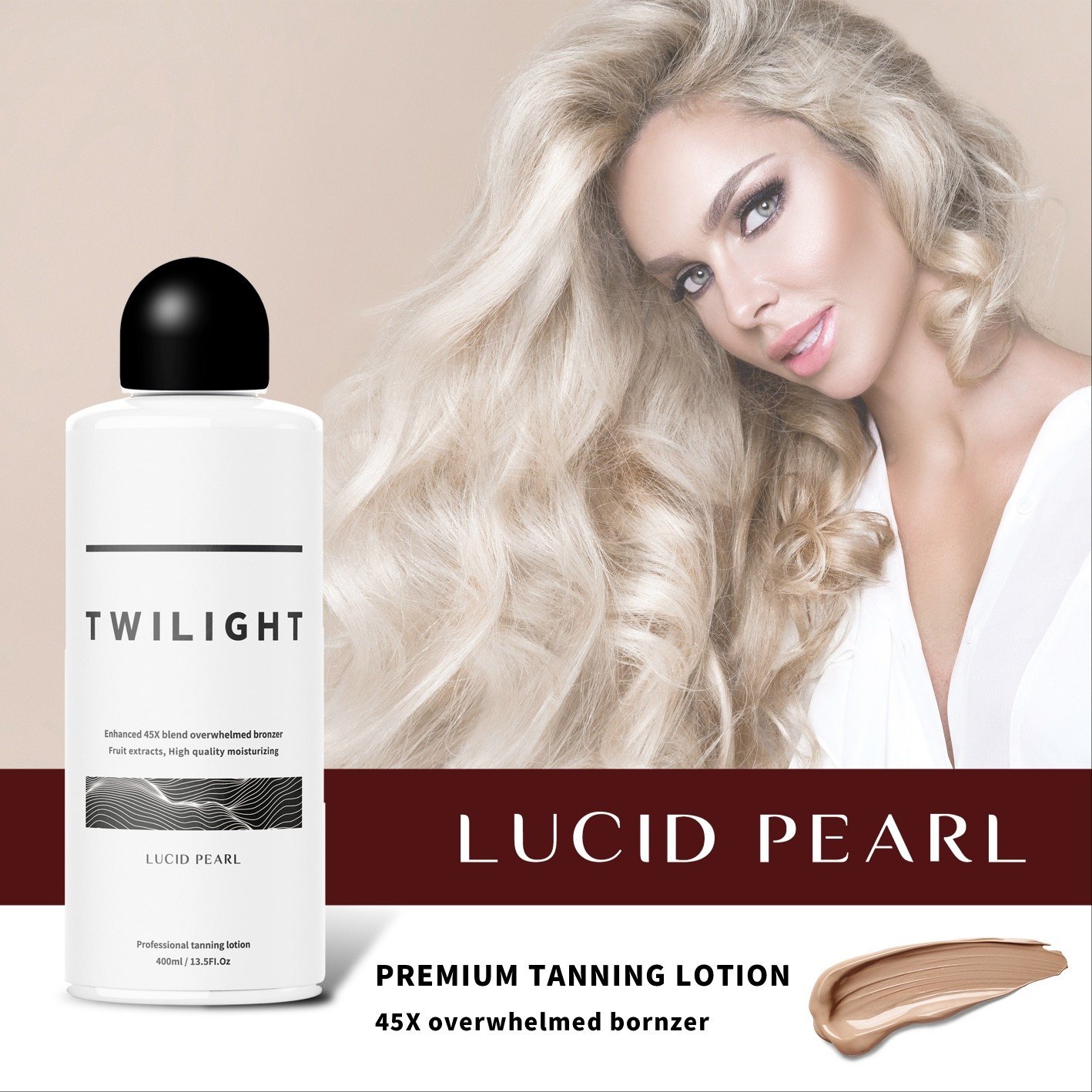 루시드펄 트와일라잇 45X 다크 브론져 태닝 로션 크림, 1개, 400ml 상세 이미지 2