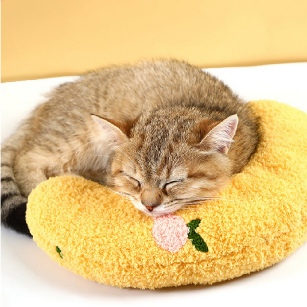 반려동물 수면 질 개선 목받침 반달 베개, 1개, 노란색할인 상세 이미지 2