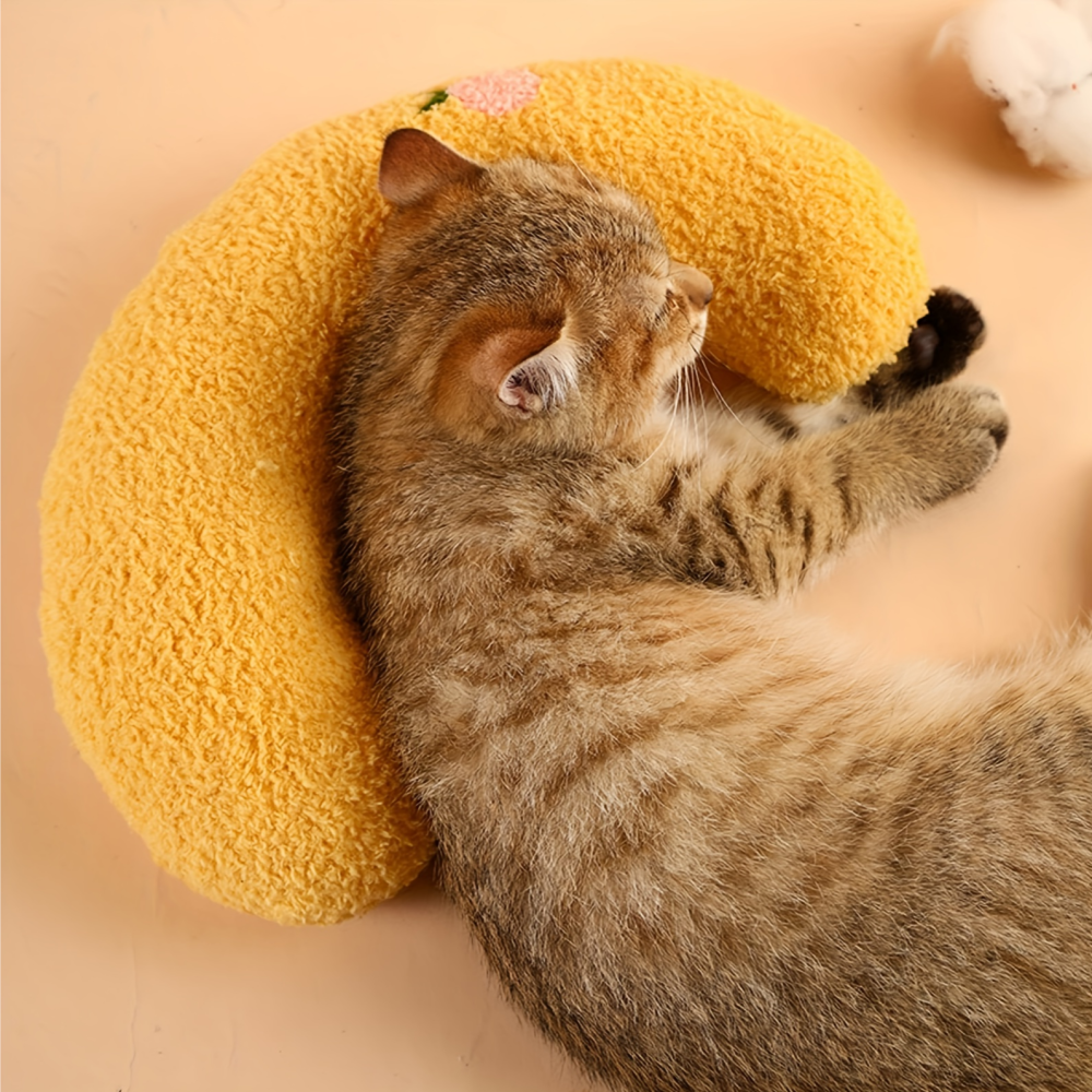 반려동물 수면 질 개선 목받침 반달 베개, 1개, 노란색할인 상세 이미지 1