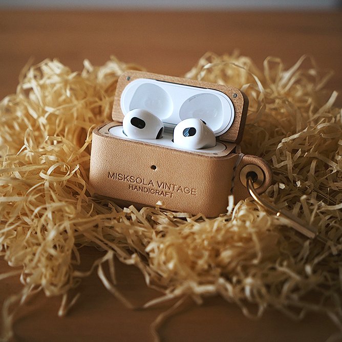 애플 AirPods 1 2 3 에어팟 프로 1 2 세대 빈티지 감성 나무 원목 가죽 케이스 상세 이미지 1