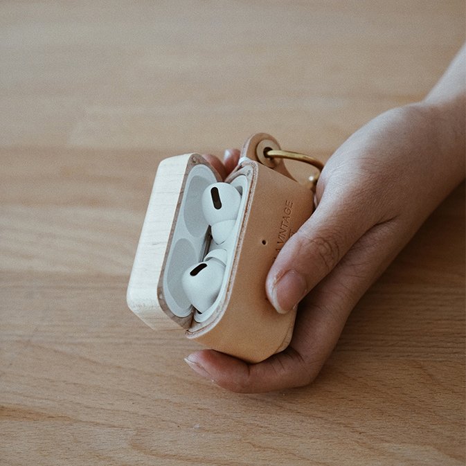 애플 AirPods 1 2 3 에어팟 프로 1 2 세대 빈티지 감성 나무 원목 가죽 케이스 상세 이미지 1