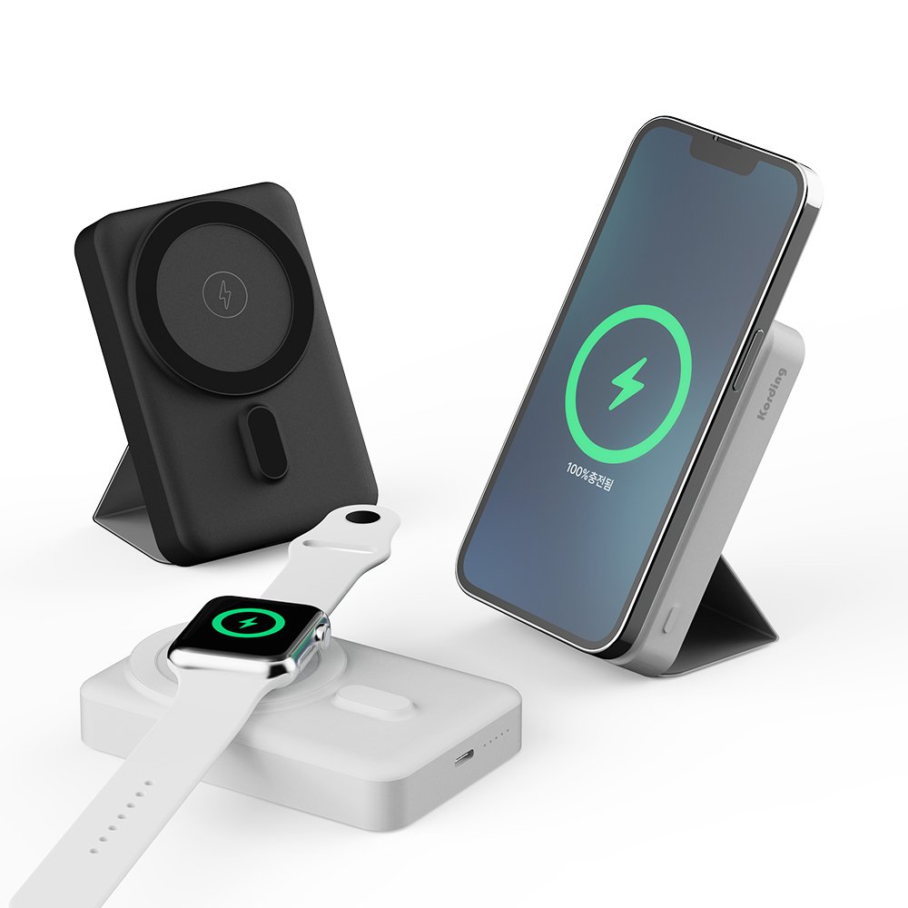 코딩 맥파워3in1 아이폰 애플워치 맥세이프 보조배터리 10000mAh KMPB10 화이트 상세 이미지 1